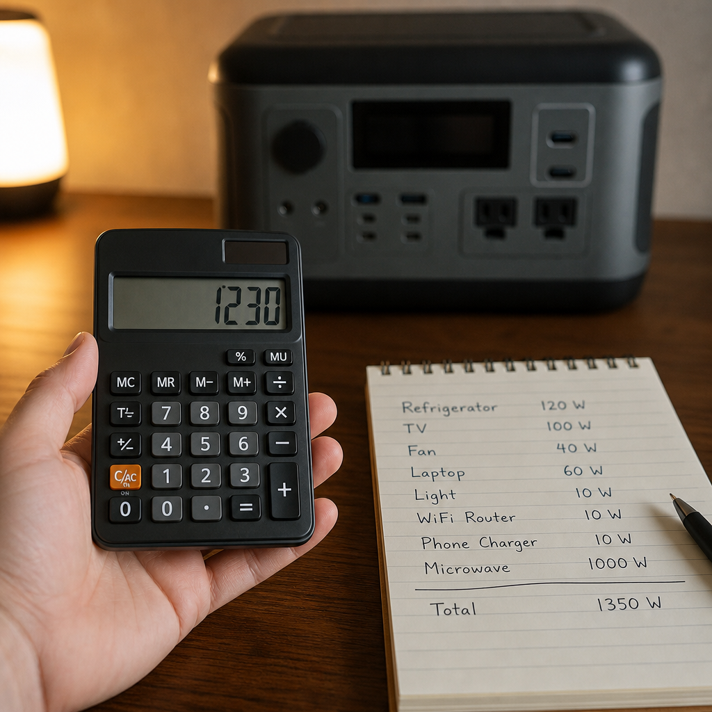 Calculating power needs for a portable power station
