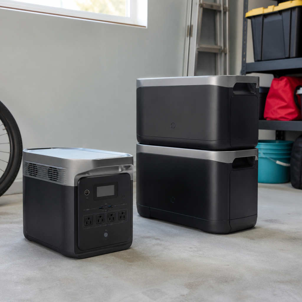 Portable power station with expansion battery modules